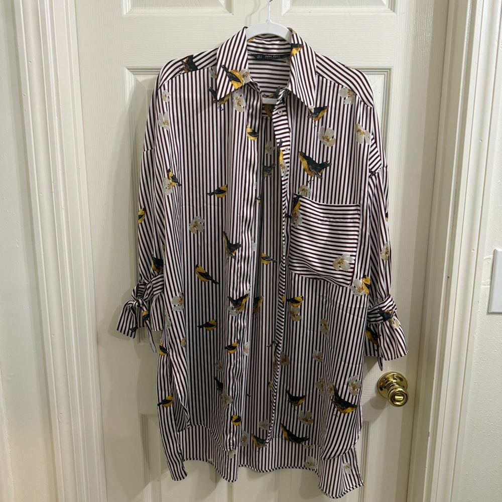 Zara oversized blouse with birds